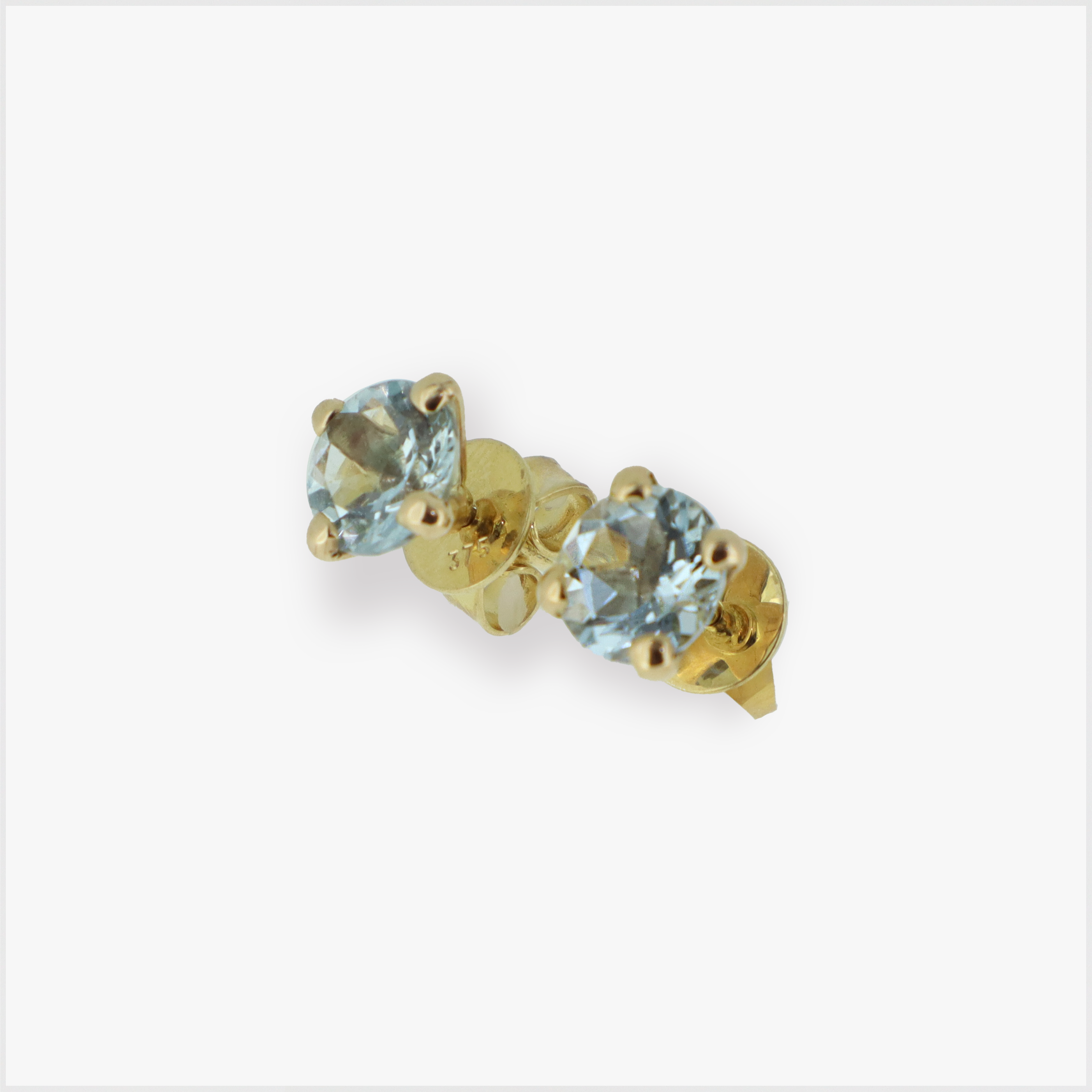 Kai | 9ct Yellow Gold Aquamarine Stud Earrings
