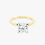 KESIA | 2 Tone Platinum and Yellow Gold Cushion Basket Set Solitaire