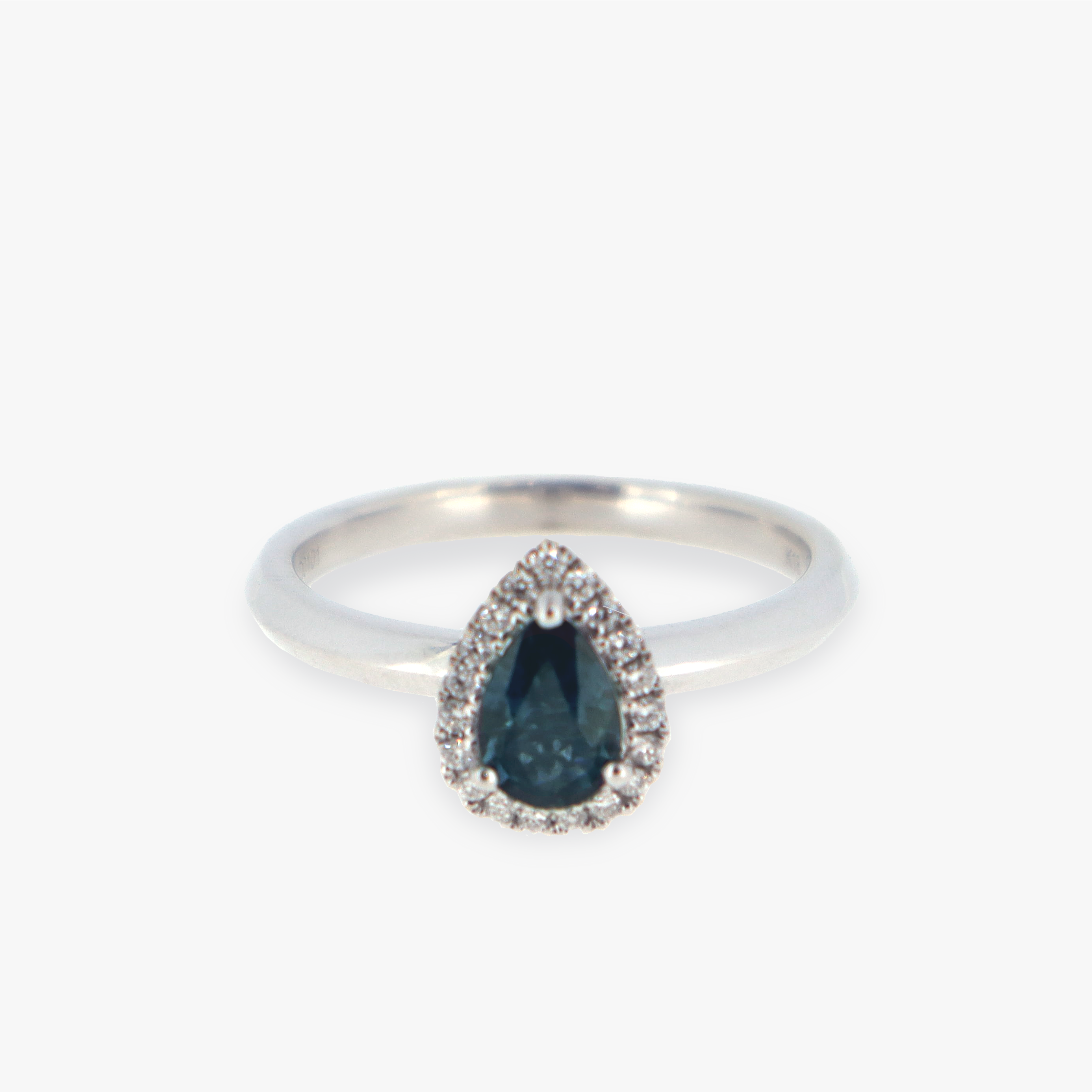 Linnea | Pear Cut Natural Teal Sapphire Engagement Ring