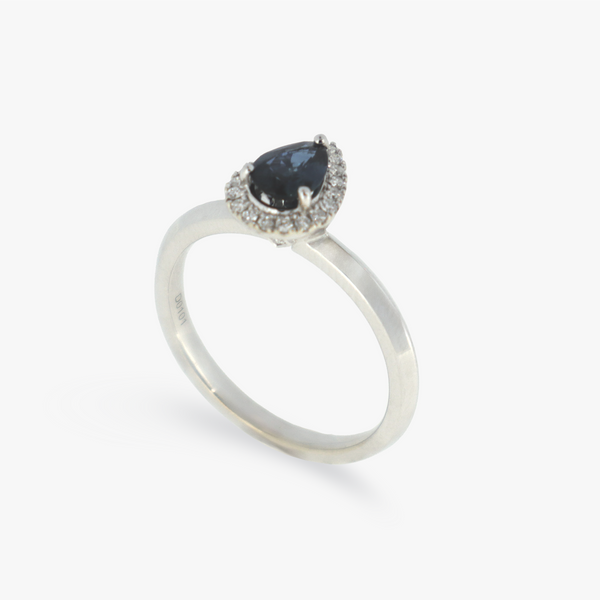 Linnea | Pear Cut Natural Teal Sapphire Engagement Ring