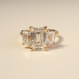 Dahlia | 18K Yellow Gold Trilogy Emerald Diamond Engagement Ring