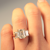 Dahlia | 18K Yellow Gold Trilogy Emerald Diamond Engagement Ring