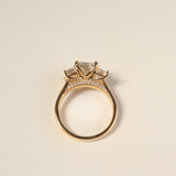Dahlia | 18K Yellow Gold Trilogy Emerald Diamond Engagement Ring