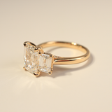 Dahlia | 18K Yellow Gold Trilogy Emerald Diamond Engagement Ring