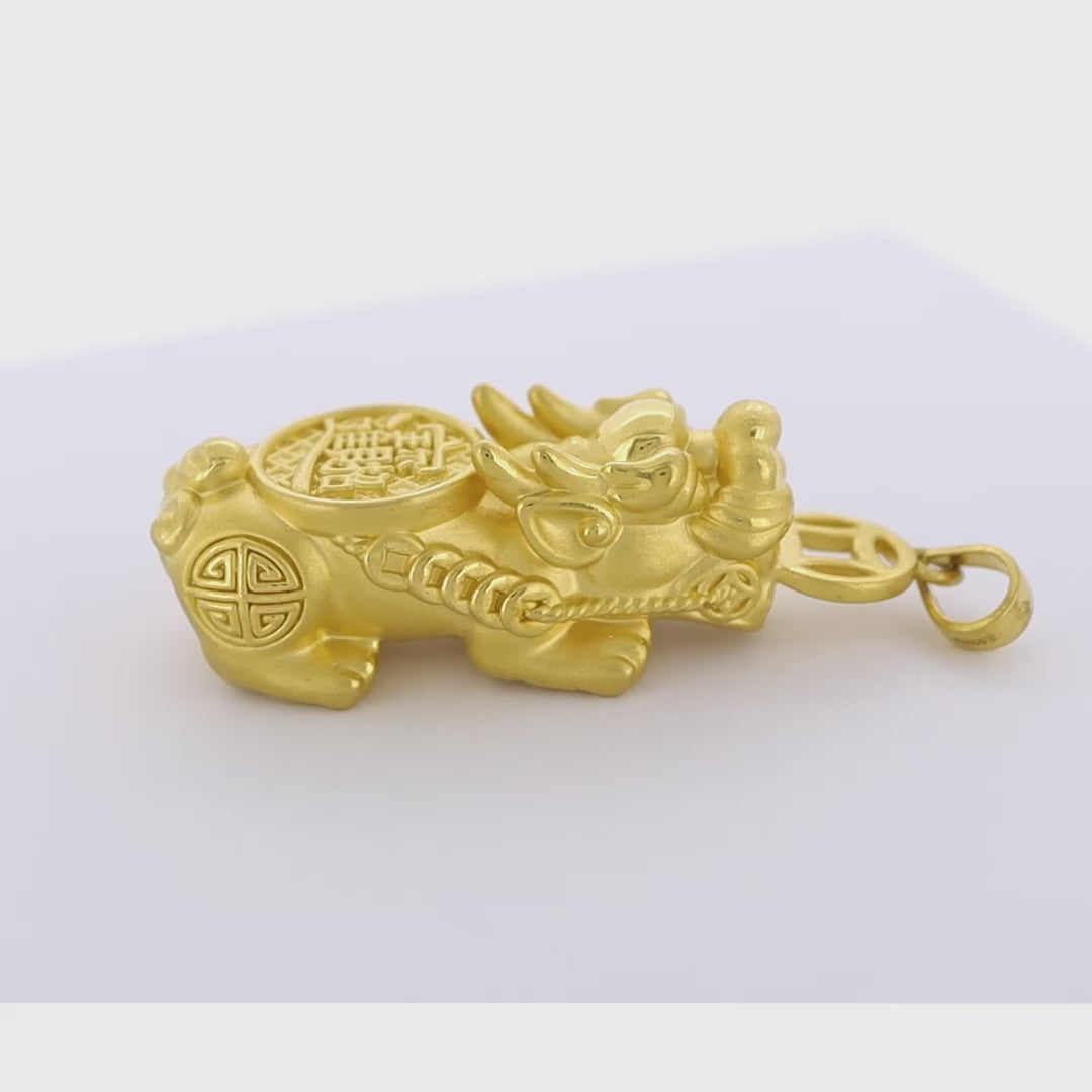 24K Gold Large Pixiu Pendant