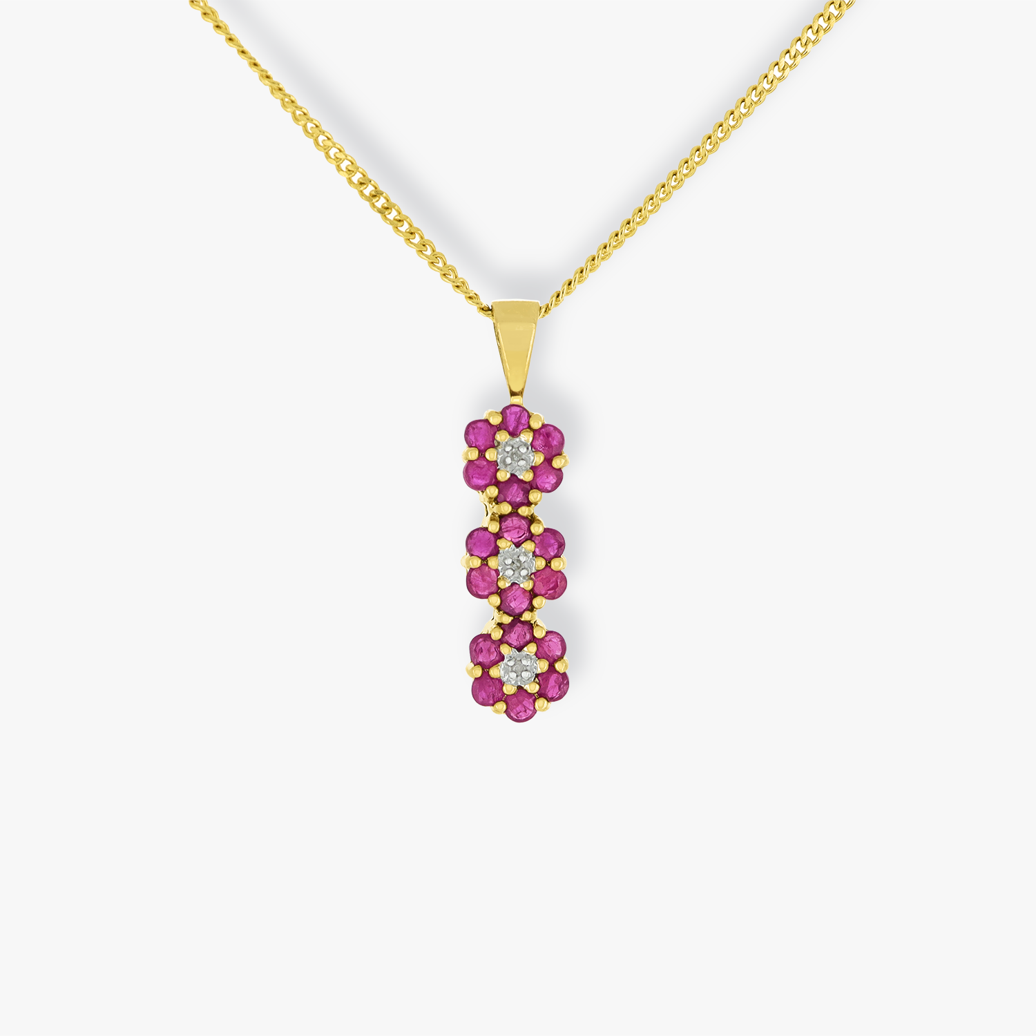 Lauve | 9K Yellow Gold Flowers Ruby Pendant