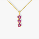 Lauve | 9K Yellow Gold Flowers Ruby Pendant