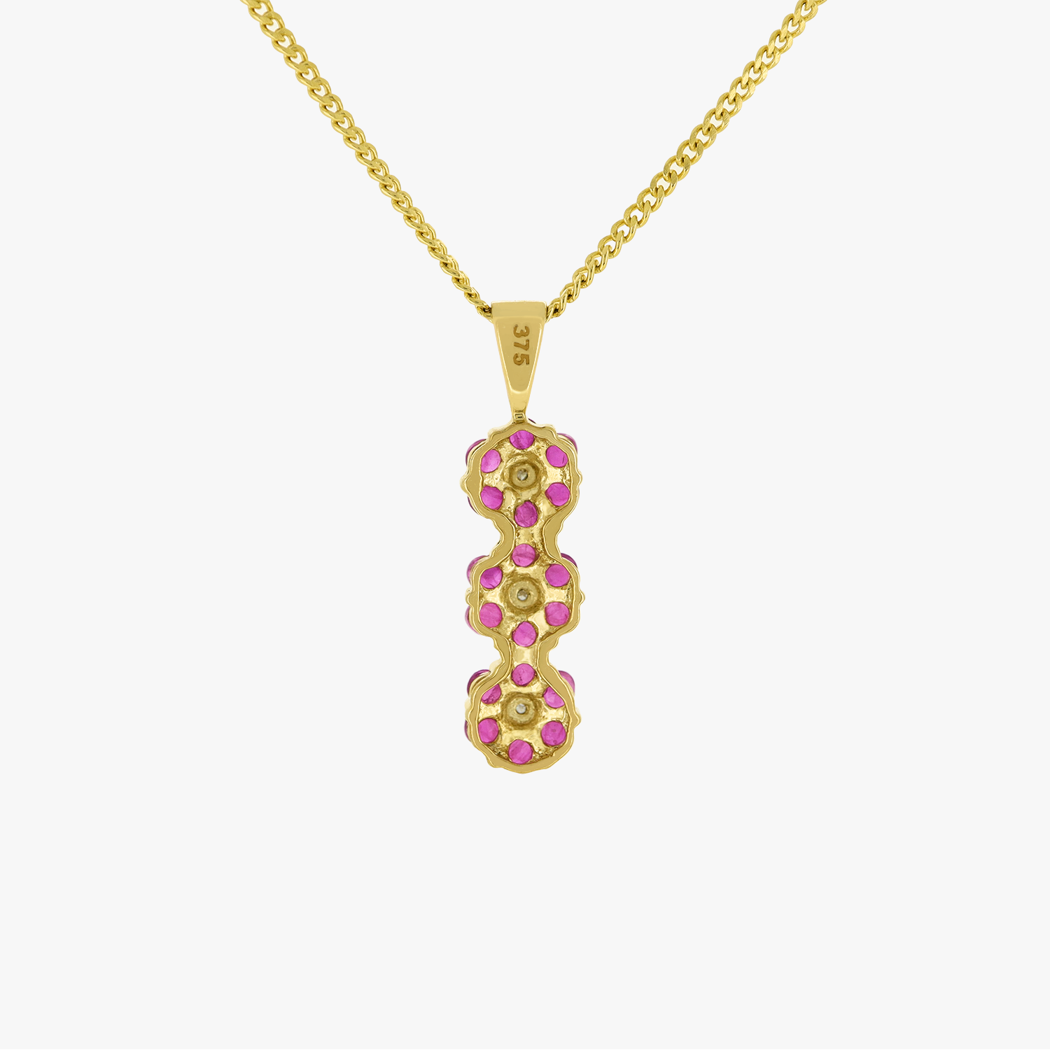 Lauve | 9K Yellow Gold Flowers Ruby Pendant