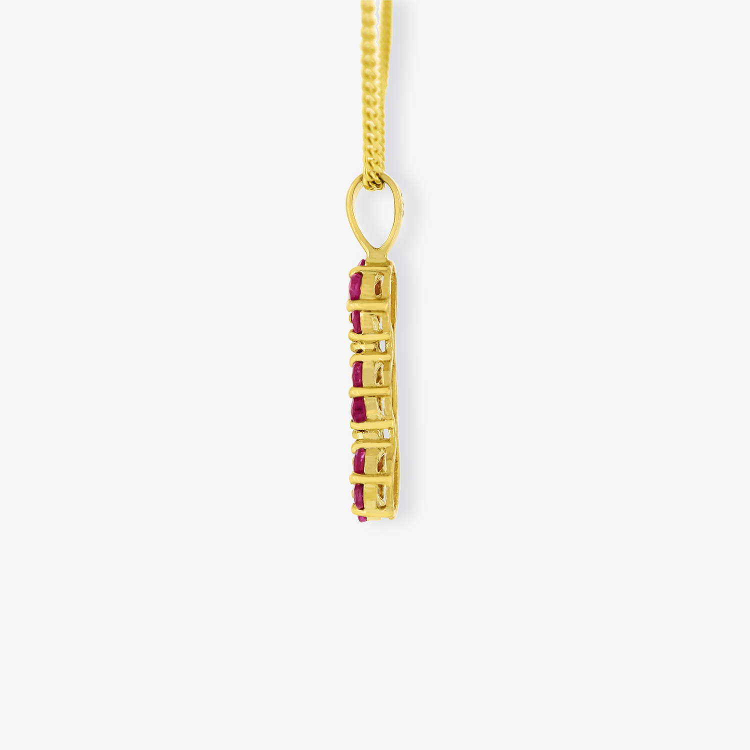 Lauve | 9K Yellow Gold Flowers Ruby Pendant