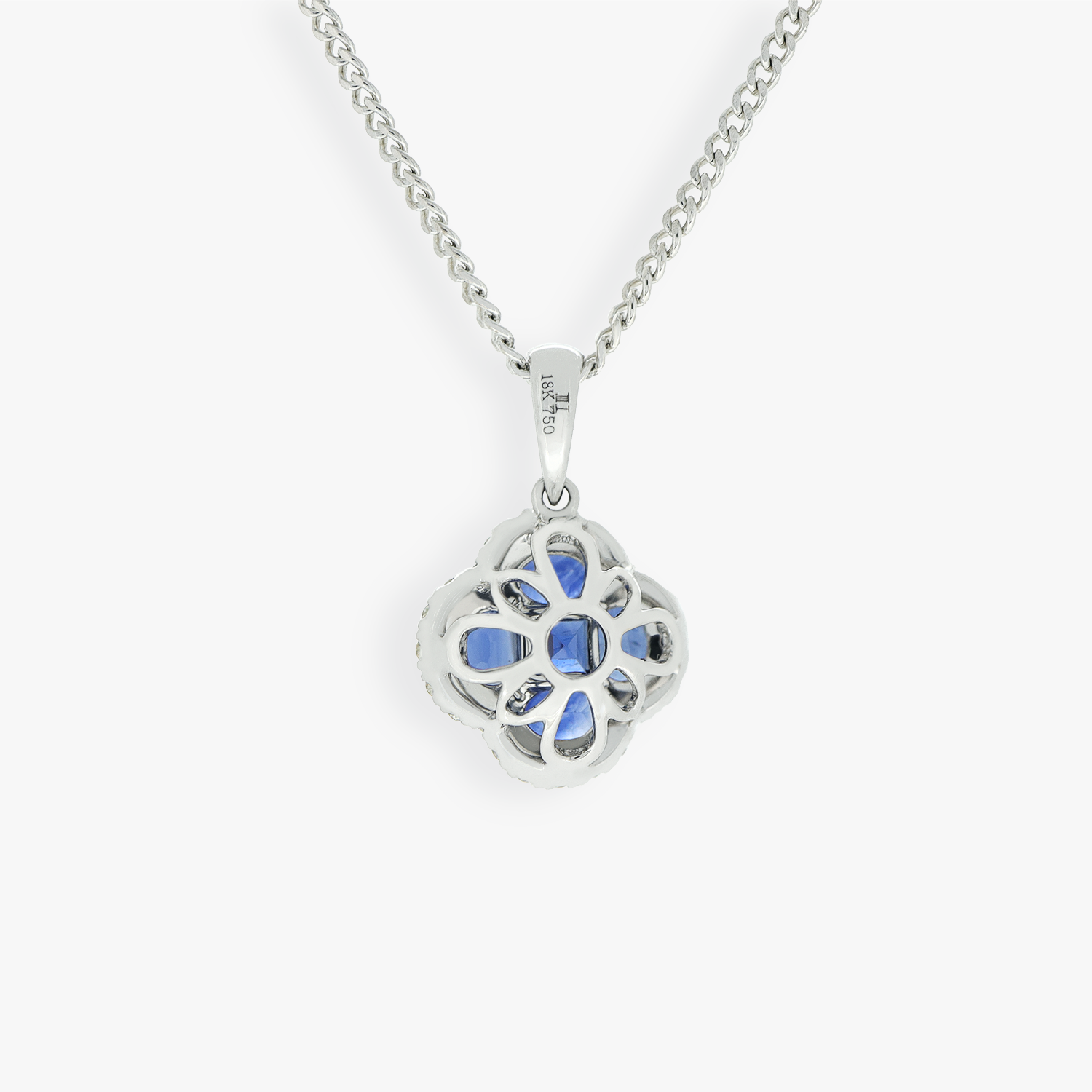 Lorraine | 18K White Gold Clover Sapphire Pendant