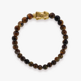 24K Yellow Gold Small Pixiu | Tiger Eye Bracelet