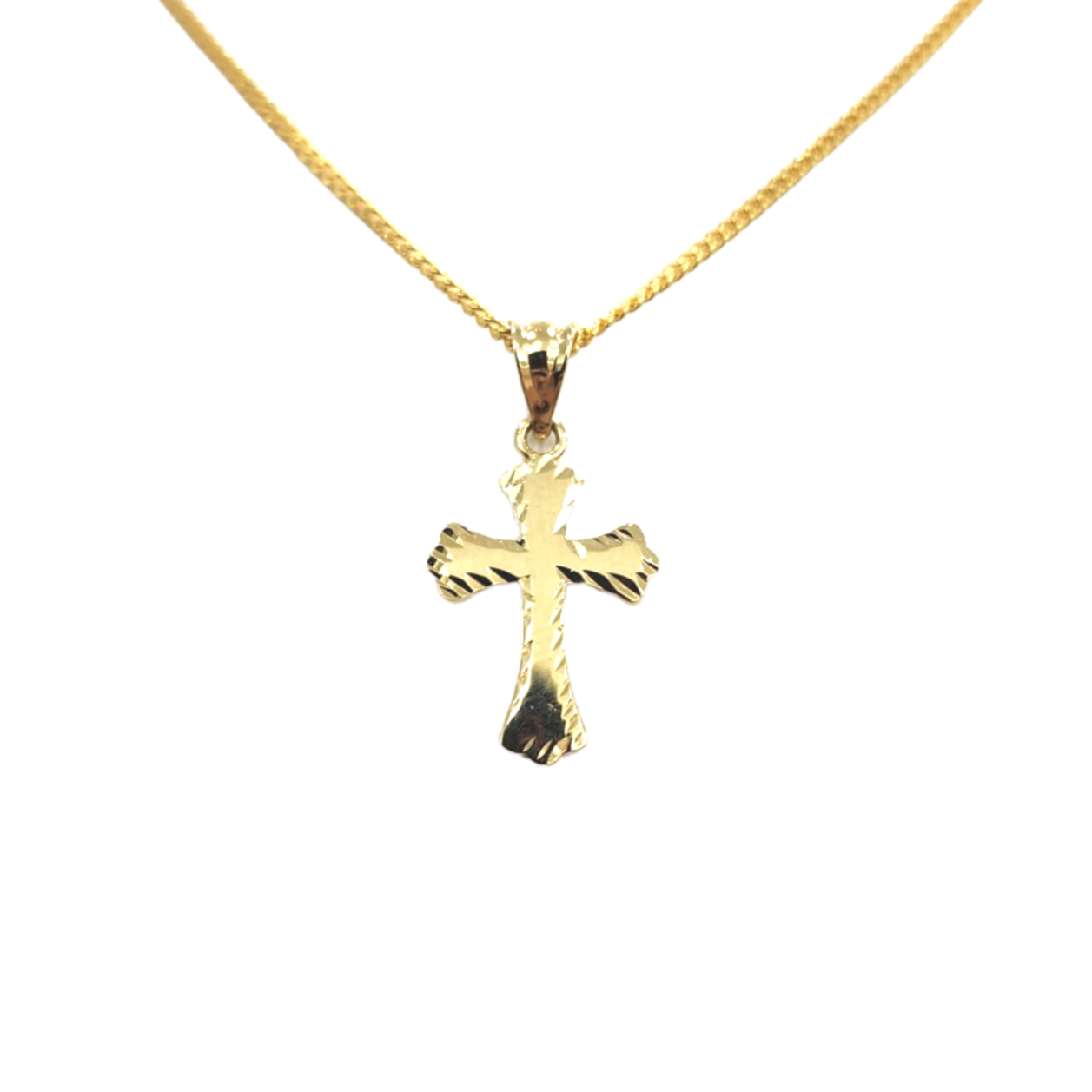 9ct Diamond Cut Cross Pendant