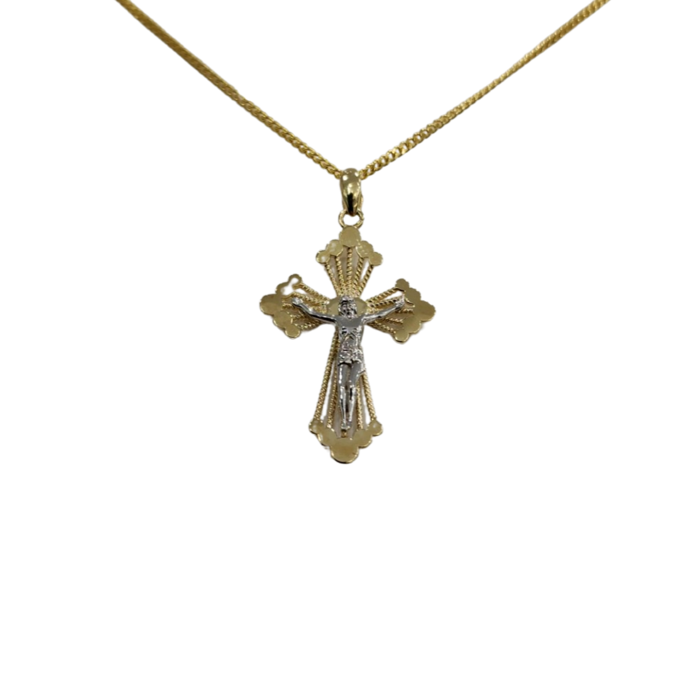 9ct Two Toned Fancy Crucifixion Pendant