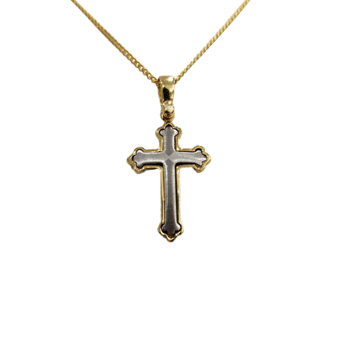 9ct Two Tone Cross Pendant