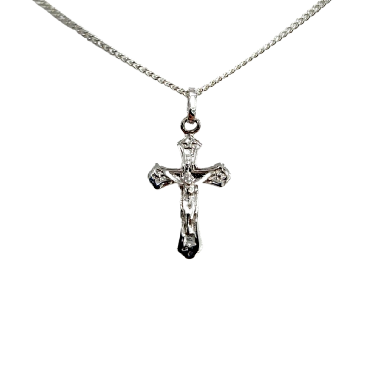 9ct Small White Gold Cross Pendant