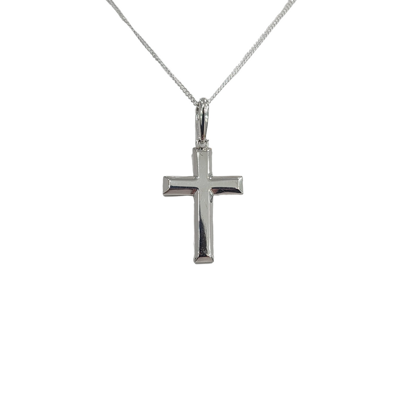 9ct White Gold Bevelled Edge Pendant