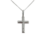  9ct White Gold Bevelled Crucifix Pendant