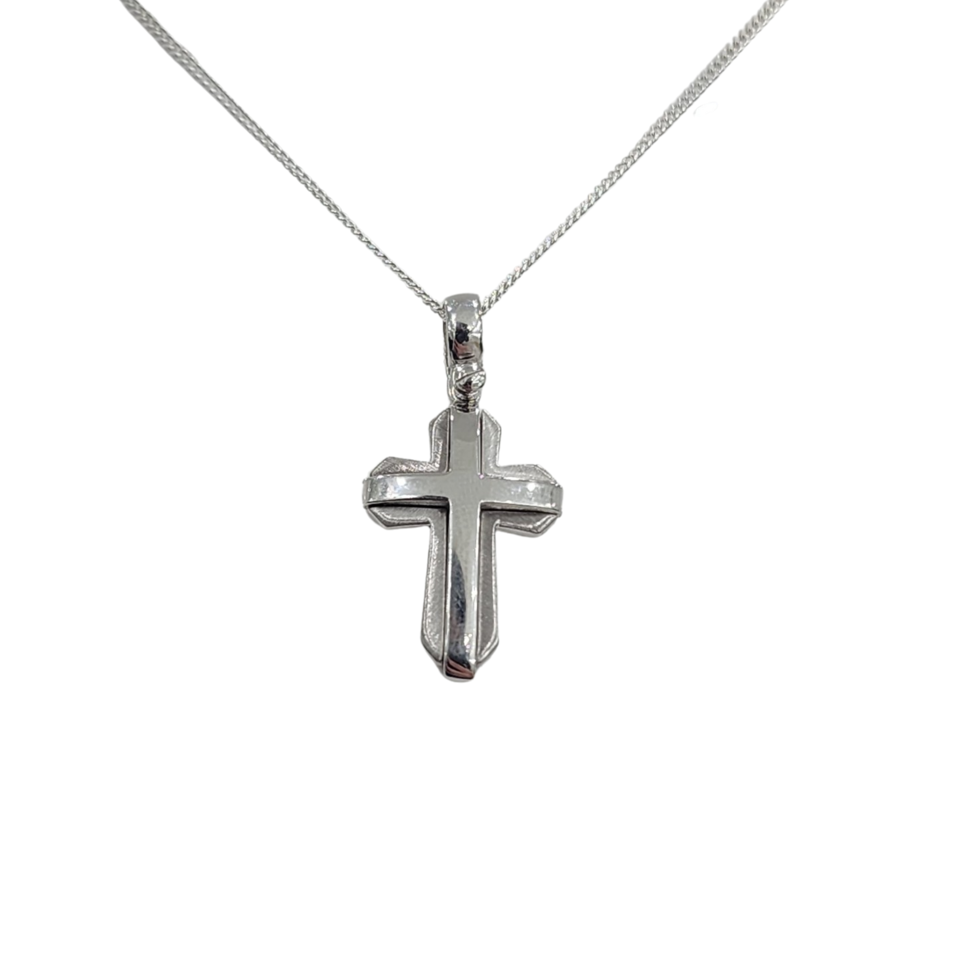 9ct Solid White Gold Cross Pendant