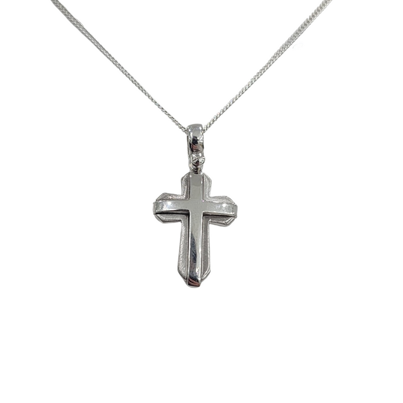 9ct Solid White Gold Cross Pendant