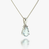 Winnie | 9K White Gold Small Pear Cut Aquamarine Pendant