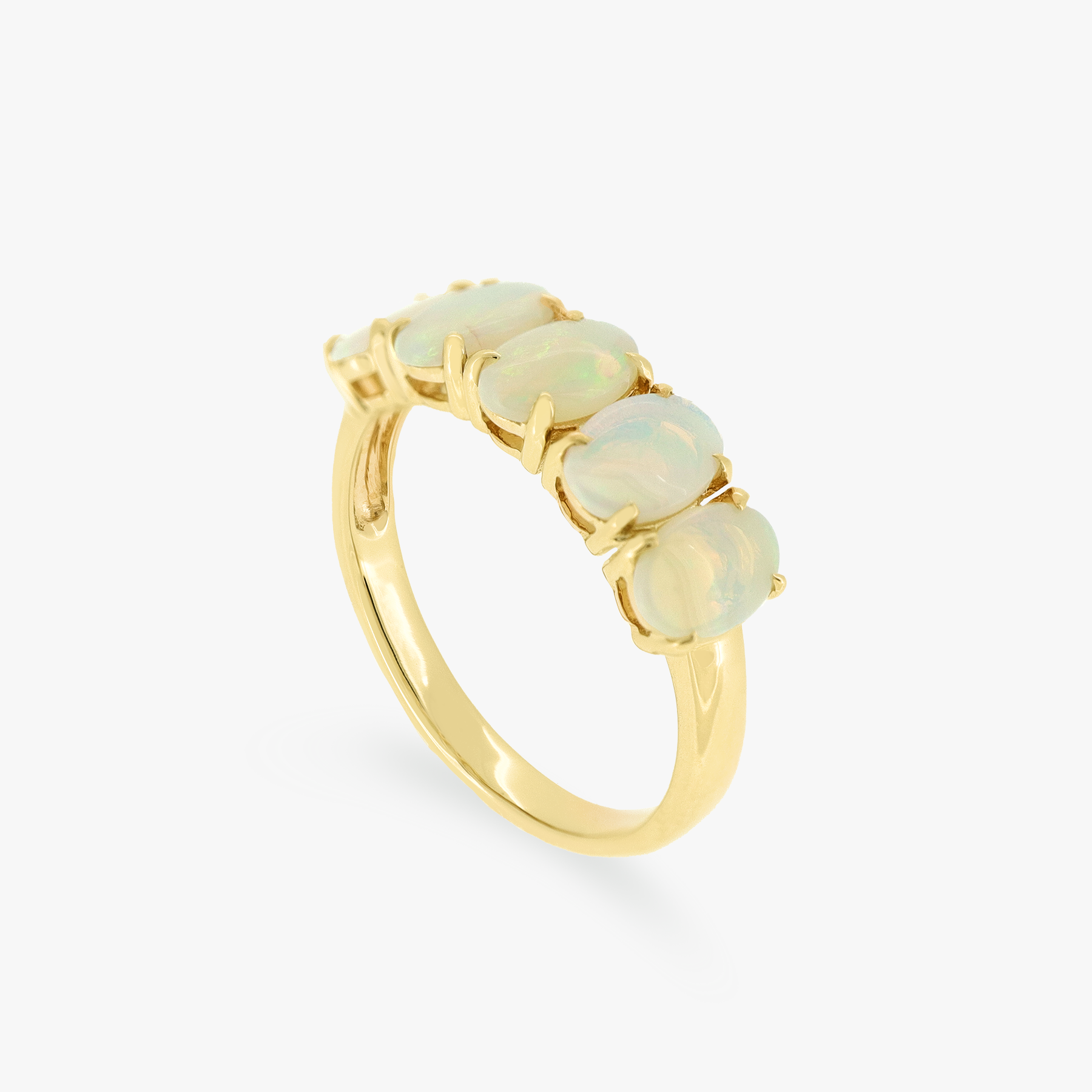June | 14K YG White Oval Opal Eternity Ring - The Classic Jewellers