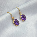 Heidi | 9ct Yellow Gold Amethyst drop earrings - The Classic Jewellers