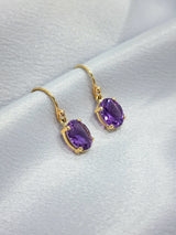 Heidi | 9ct Yellow Gold Amethyst drop earrings - The Classic Jewellers
