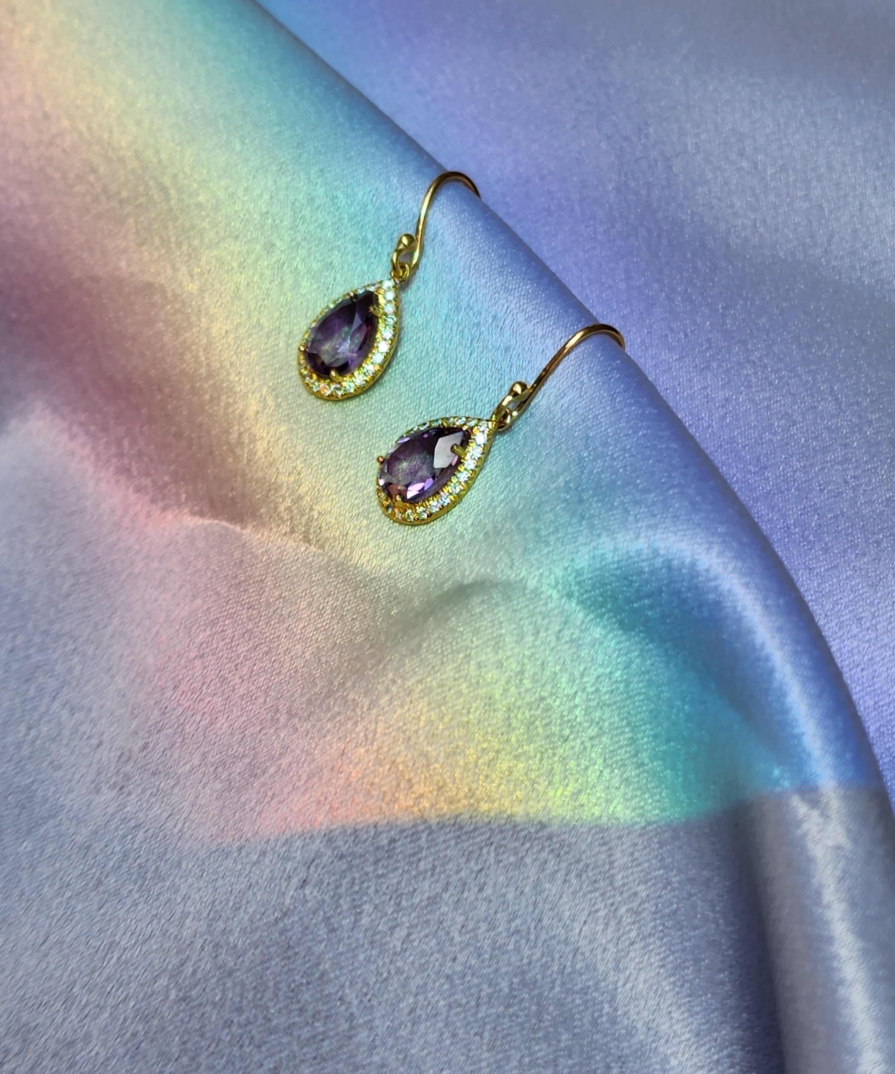 Imogen | Amethyst Pear Cut Earrings - The Classic Jewellers