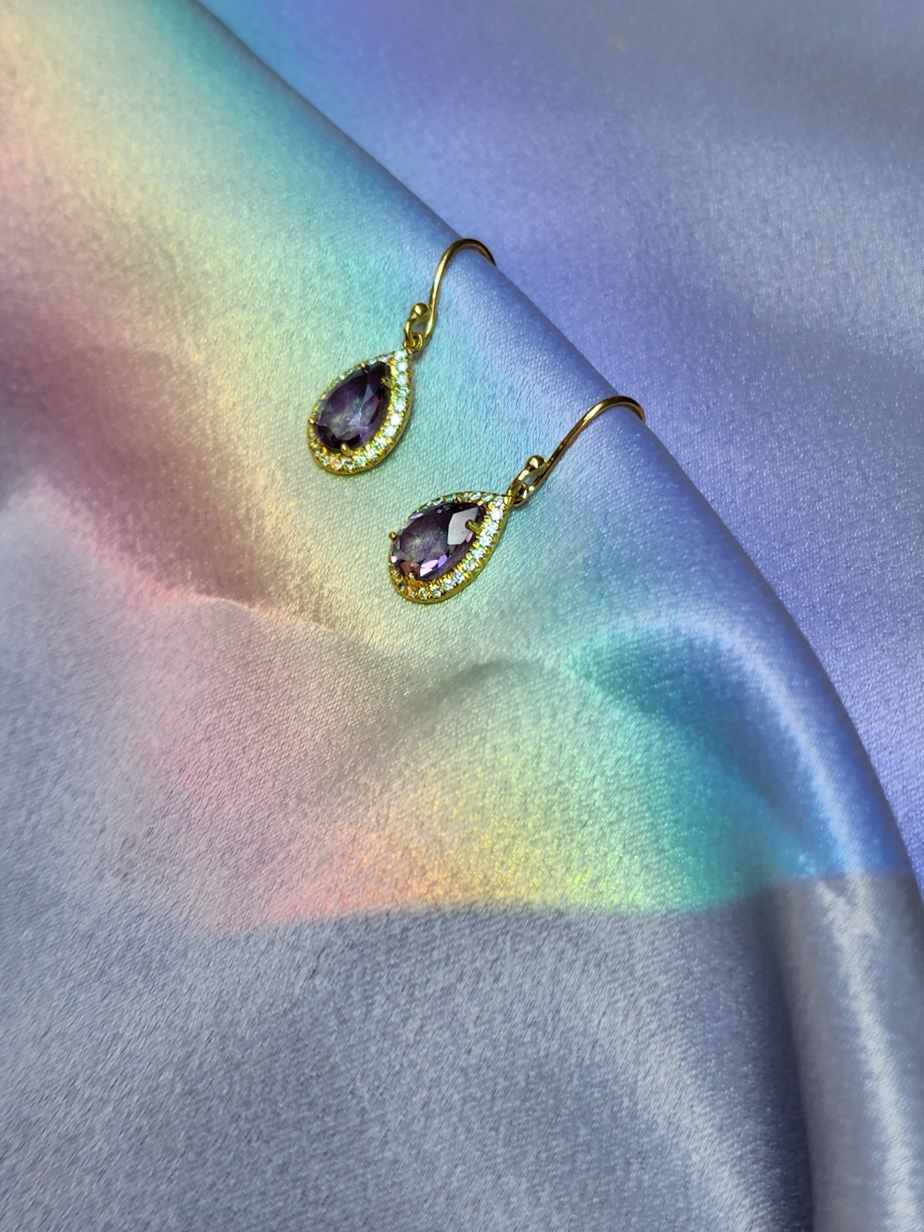 Imogen | Amethyst Pear Cut Earrings - The Classic Jewellers
