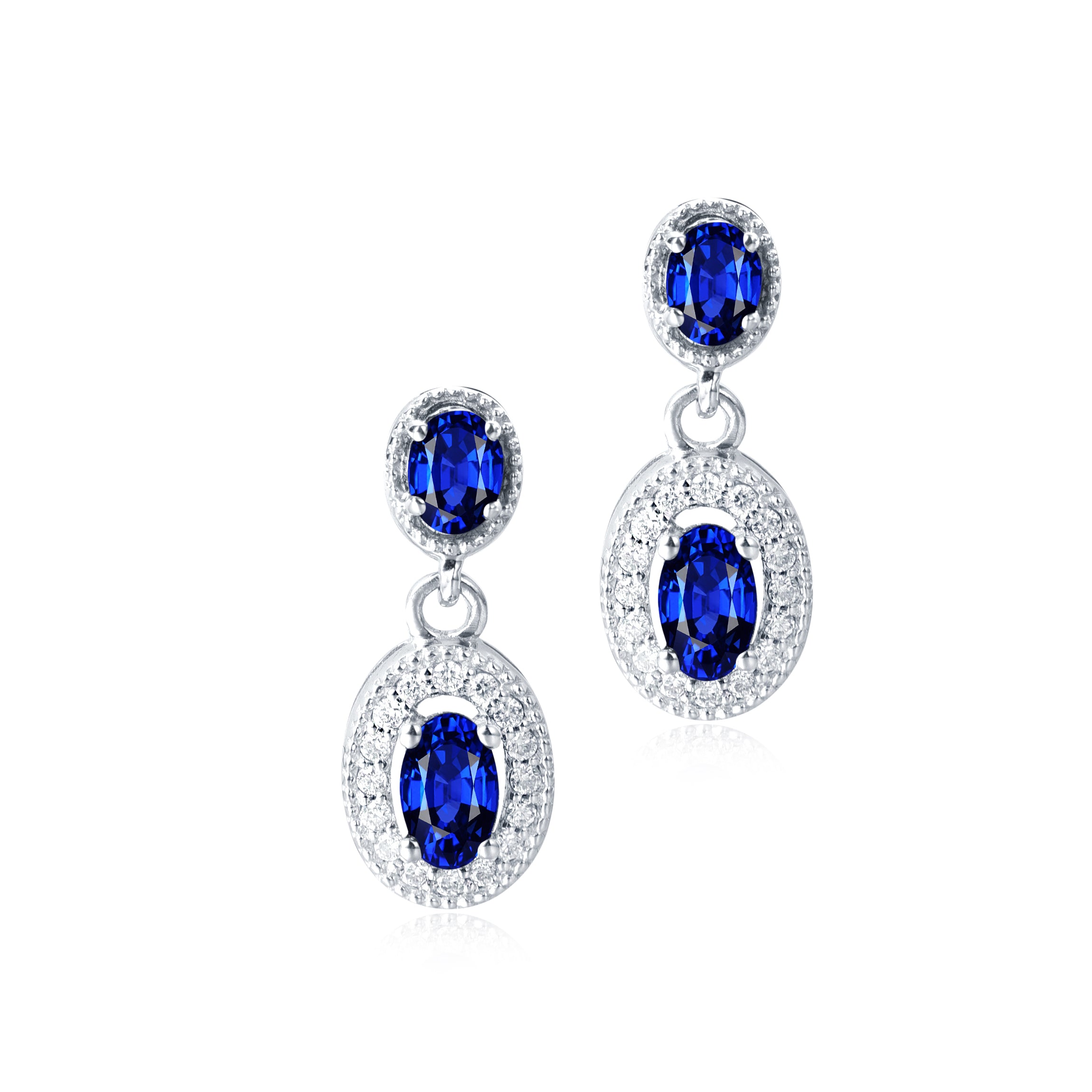 Blue Sapphire Diamond Earrings - The Classic Jewellers