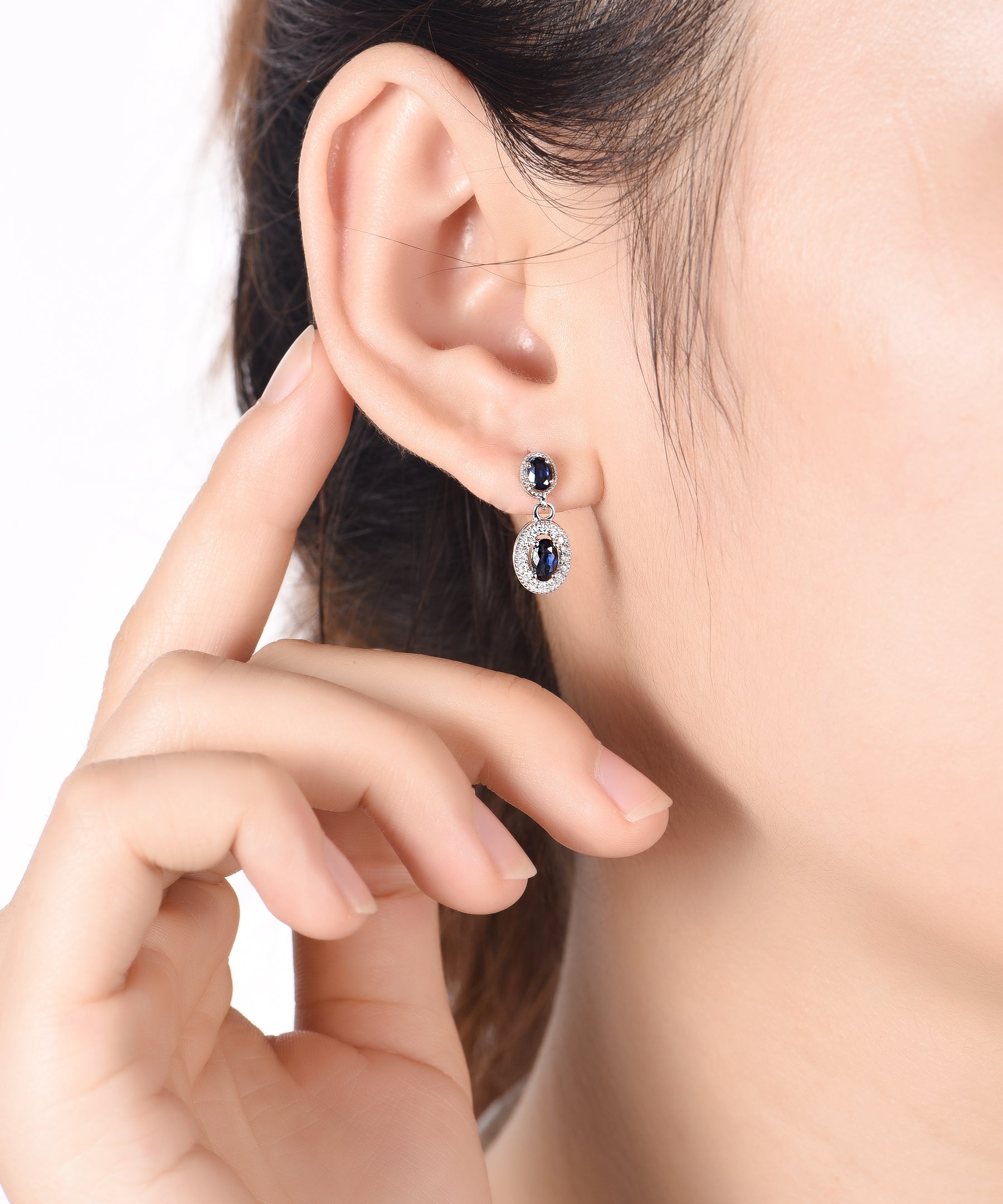 Blue Sapphire Diamond Earrings - The Classic Jewellers