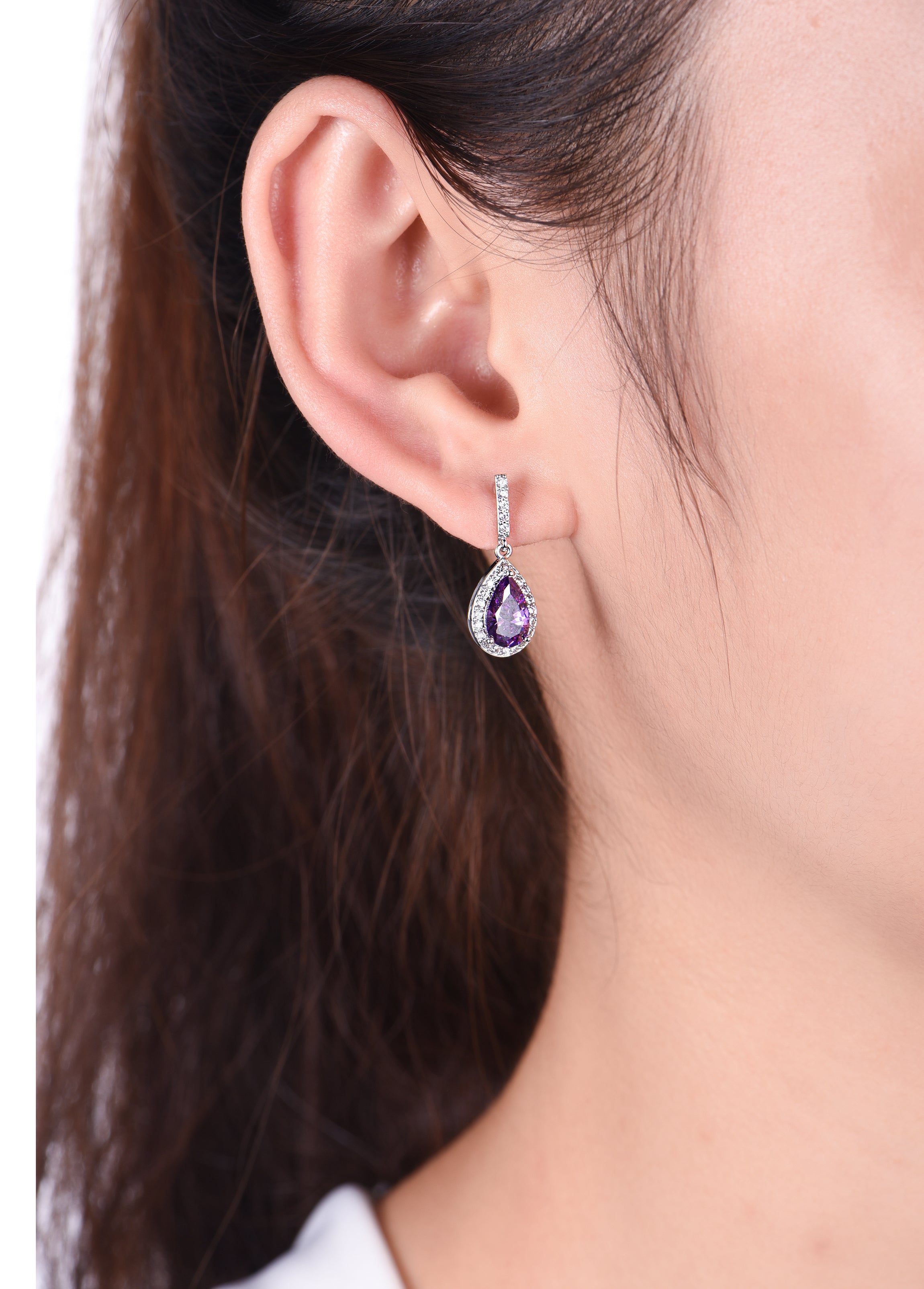 Amethyst and Diamond Earrings - The Classic Jewellers