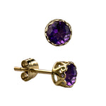 February Birthstone Amethyst Bezel Studs - The Classic Jewellers