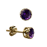 February Birthstone Amethyst Bezel Studs - The Classic Jewellers