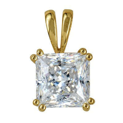 Solitaire square cubic pendant with split bail - The Classic Jewellers