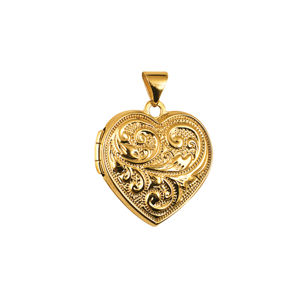 9CT Yellow Gold Embossed Heart Locket - The Classic Jewellers