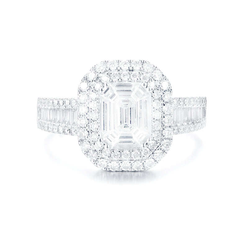 Versailles | Emerald Cut Double Halo Diamond Engagement Ring - The Classic Jewellers