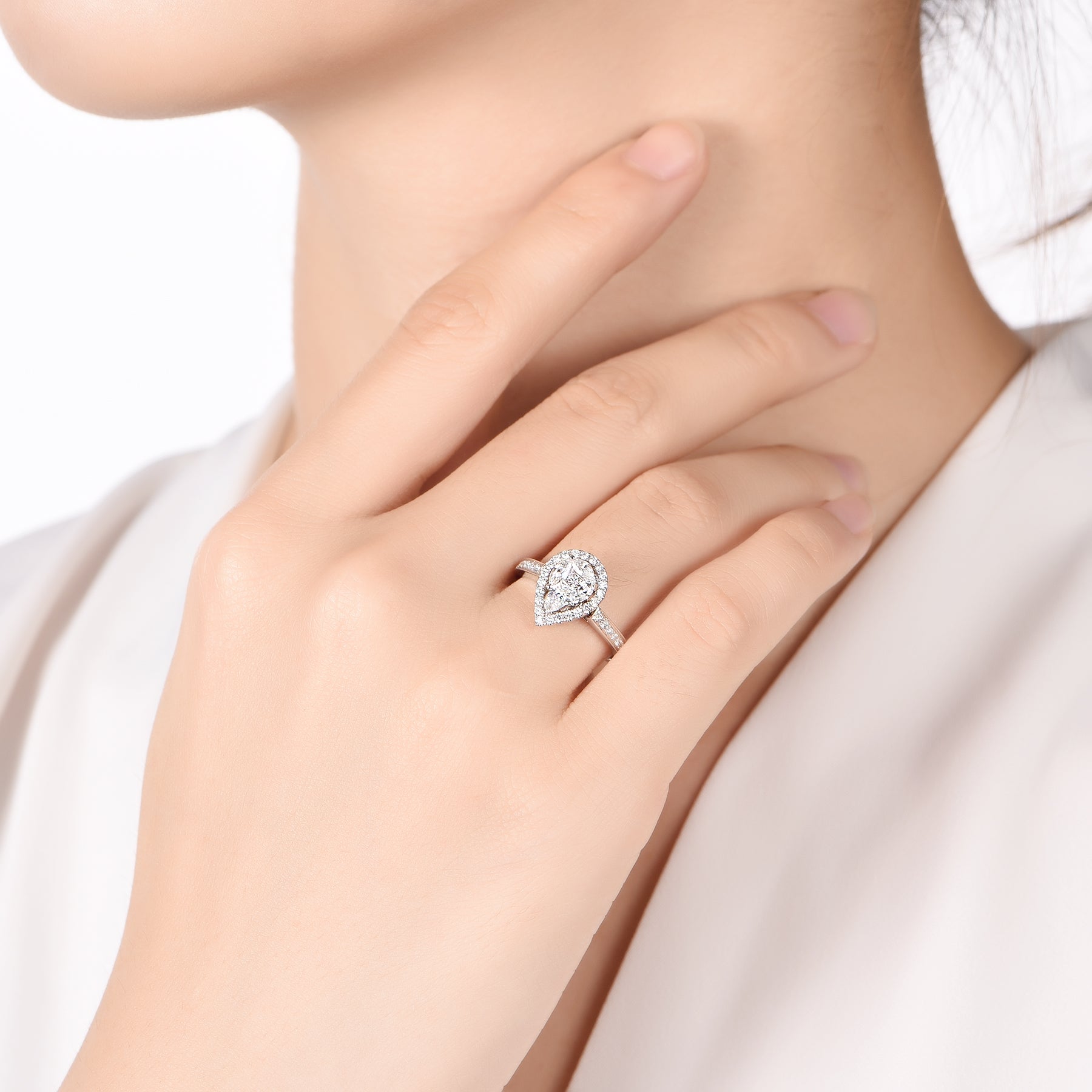 Eugenia | Pear Halo Engagement Ring - The Classic Jewellers
