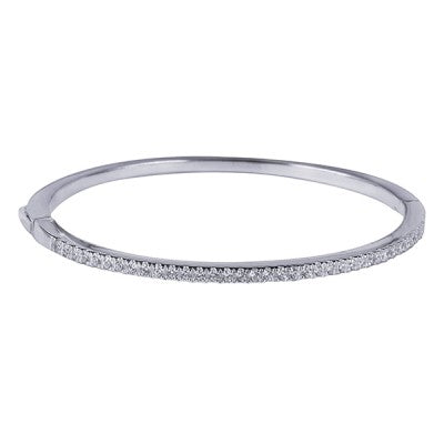 Sterling Silver Hinged Bangle with Cubic Zirconia - The Classic Jewellers