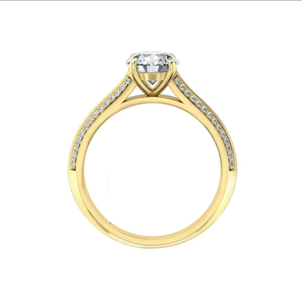 Round Cut Diamond Knife Edge Yellow Gold Band | Adelaide Engagement Ring