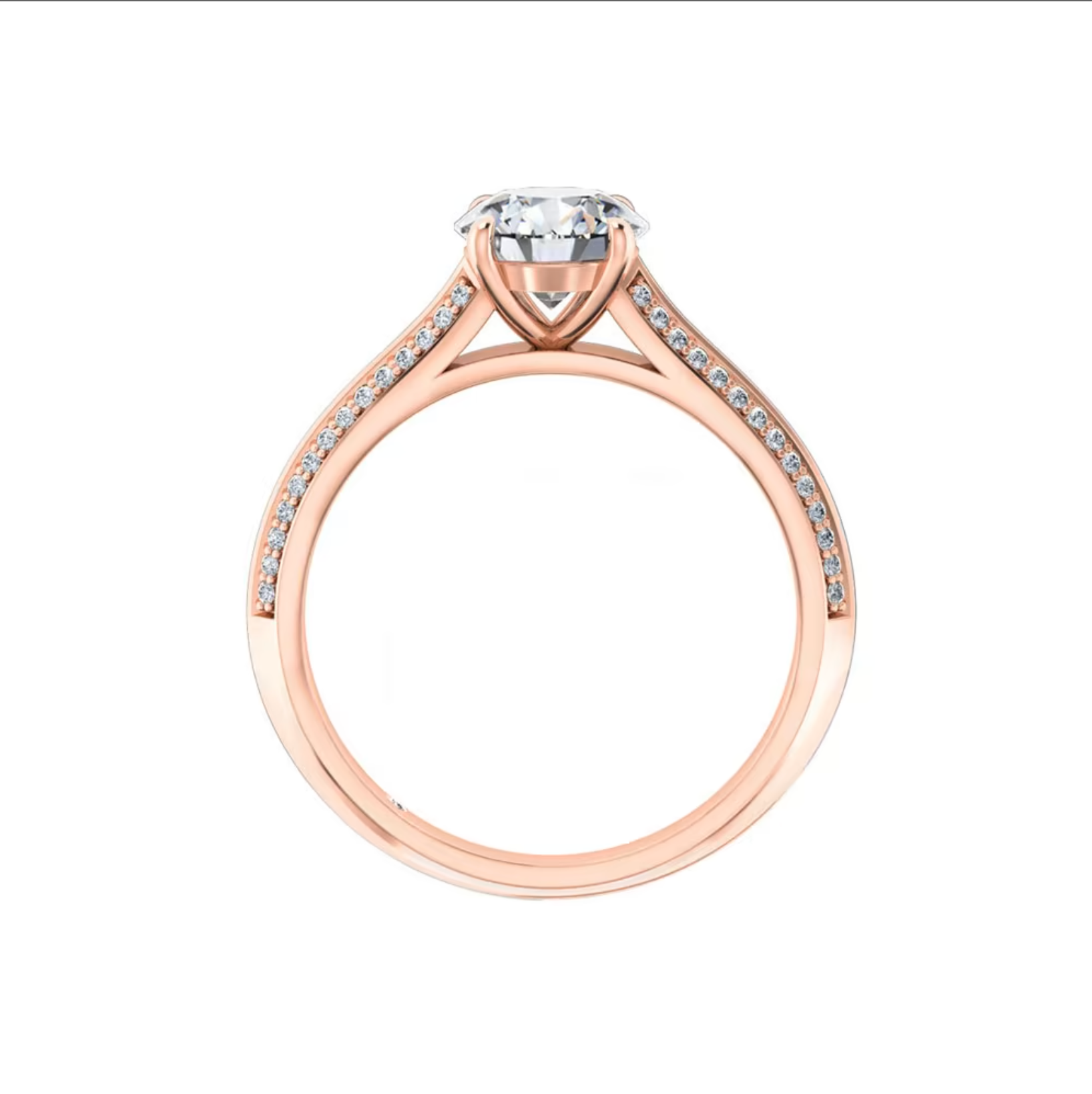 Round Cut Diamond Rose Gold Knife Edge Diamond Band | Adelaide Engagement Ring