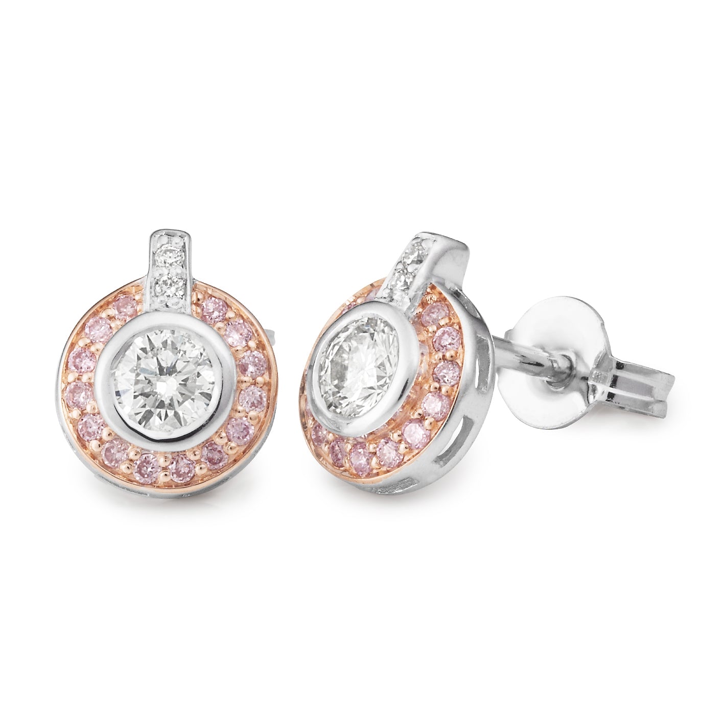 PINK CAVIAR DIAMOND | Eloise Bezel set stud earrings - The Classic Jewellers