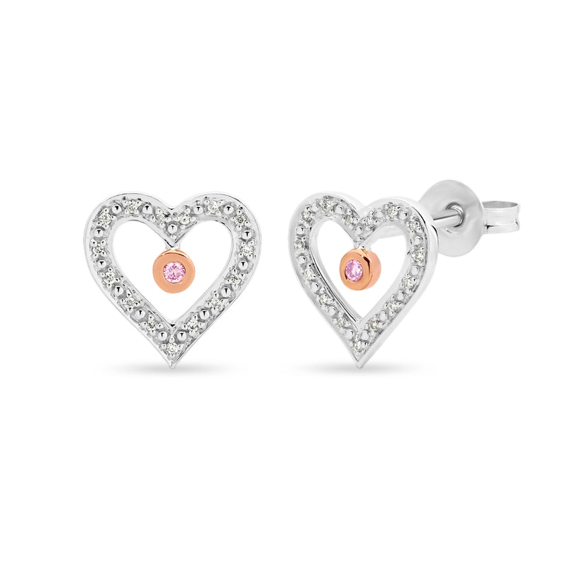 PINK CAVIAR DIAMOND | Diamond Heart Studs - The Classic Jewellers