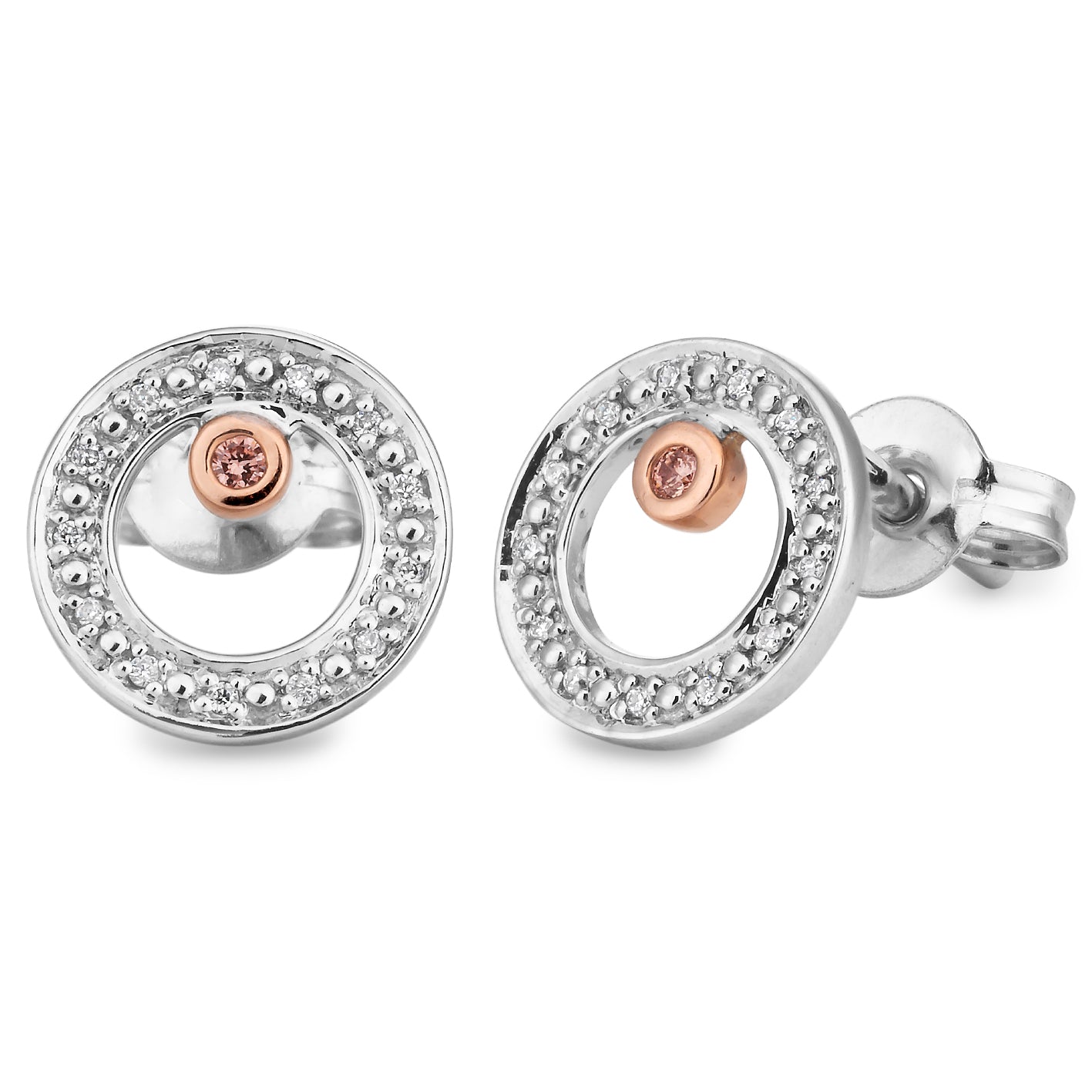 PINK CAVIAR DIAMOND | Irena round stud earrings - The Classic Jewellers
