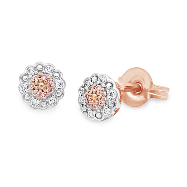 PINK CAVIAR DIAMOND | Petra bead set stud earrings - The Classic Jewellers