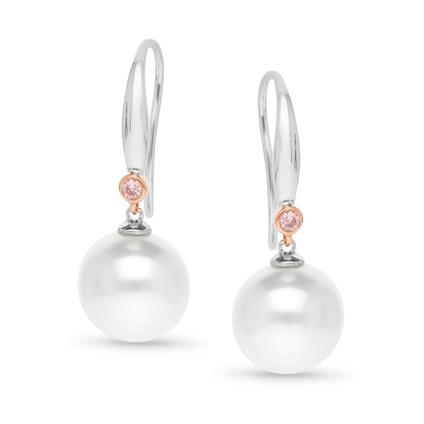 PINK CAVIAR DIAMOND | South Sea Pearl Drop Earrings - The Classic Jewellers
