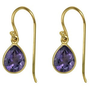 February Birthstone Amethyst Teardrop Earrings - The Classic Jewellers