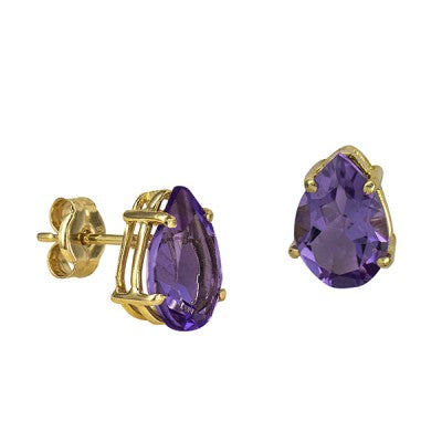 February Birthstone Amethyst Teardrop Studs - The Classic Jewellers