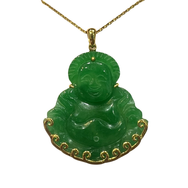 Wholesale Diamond Studded Opal Jade Laughing Buddha Buddha Pendant Necklace  With Stainless Steel Gold Plated Chain Gemstone Jewelry From Jane012, $6.04  | DHgate.Com