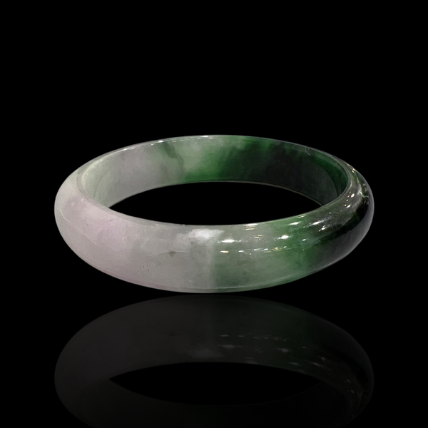 Dark Green and White Jade Bangle - The Classic Jewellers